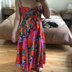 Mara Hoffman pink floral linen dress, sz 4